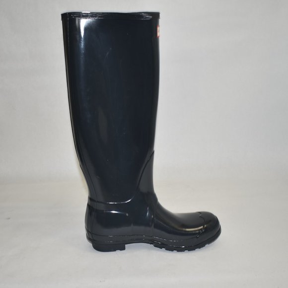 $225 Hunter Original Tall Gloss Waterproof Rain Boot Snow DARK SLATE 8 (G5) - Picture 6 of 12